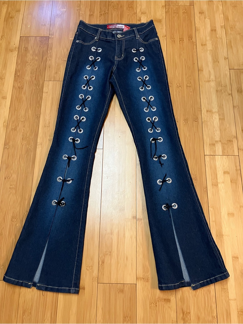 LAZER vintage lace up grommet jeans